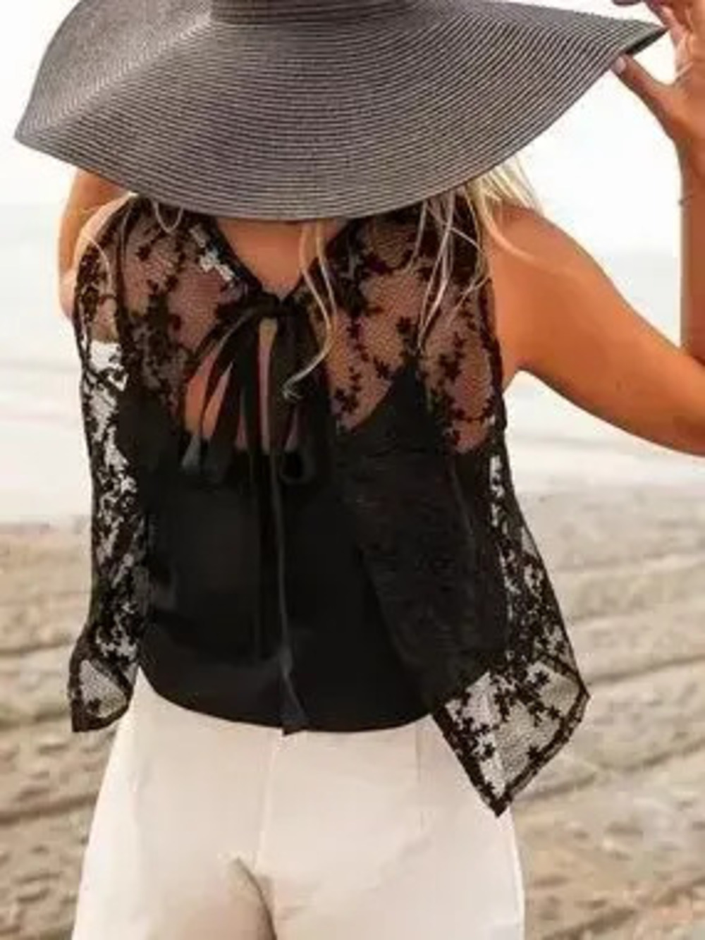 Lace Tie Back Tank - Picture 3 of 8